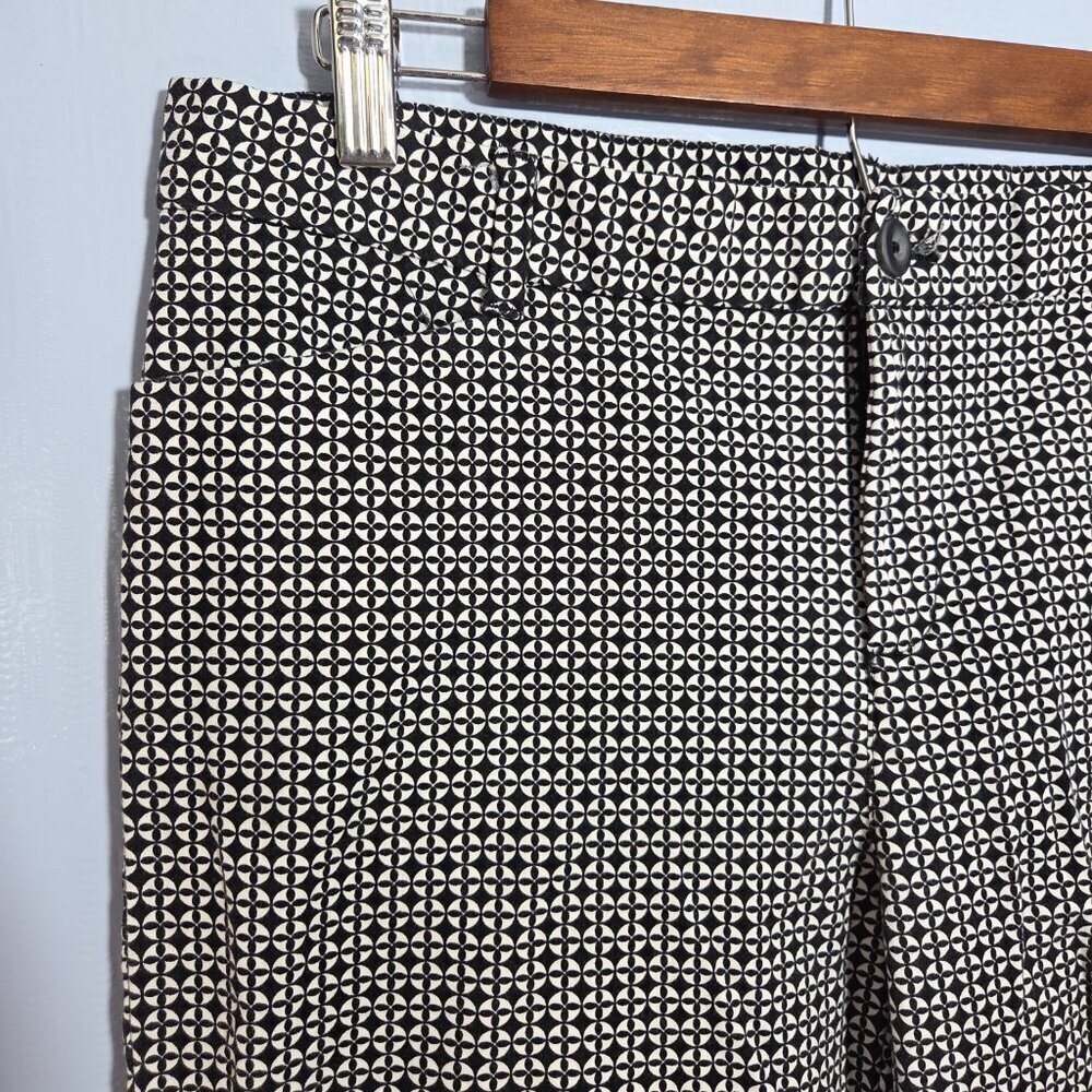 Gap Size 10R Slim City Black White Print Casual Ankle Straight Leg Pants - Picture 3 of 10